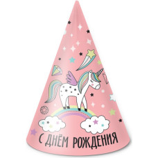 Колпаки, Радужный единорог, Розовый, 6 шт. 